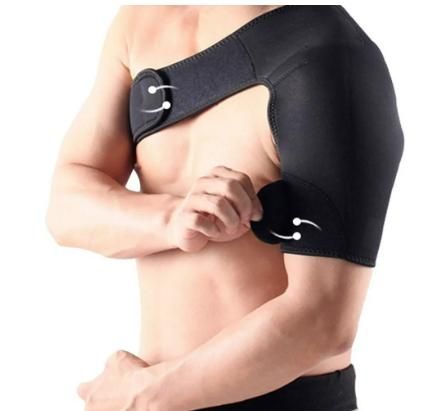 SPOSAFE Adjustable Gym Sports Care Single Shoulder Support Back Brace Guard Strap Wrap Belt Band Pads Black Bandage Men & Women