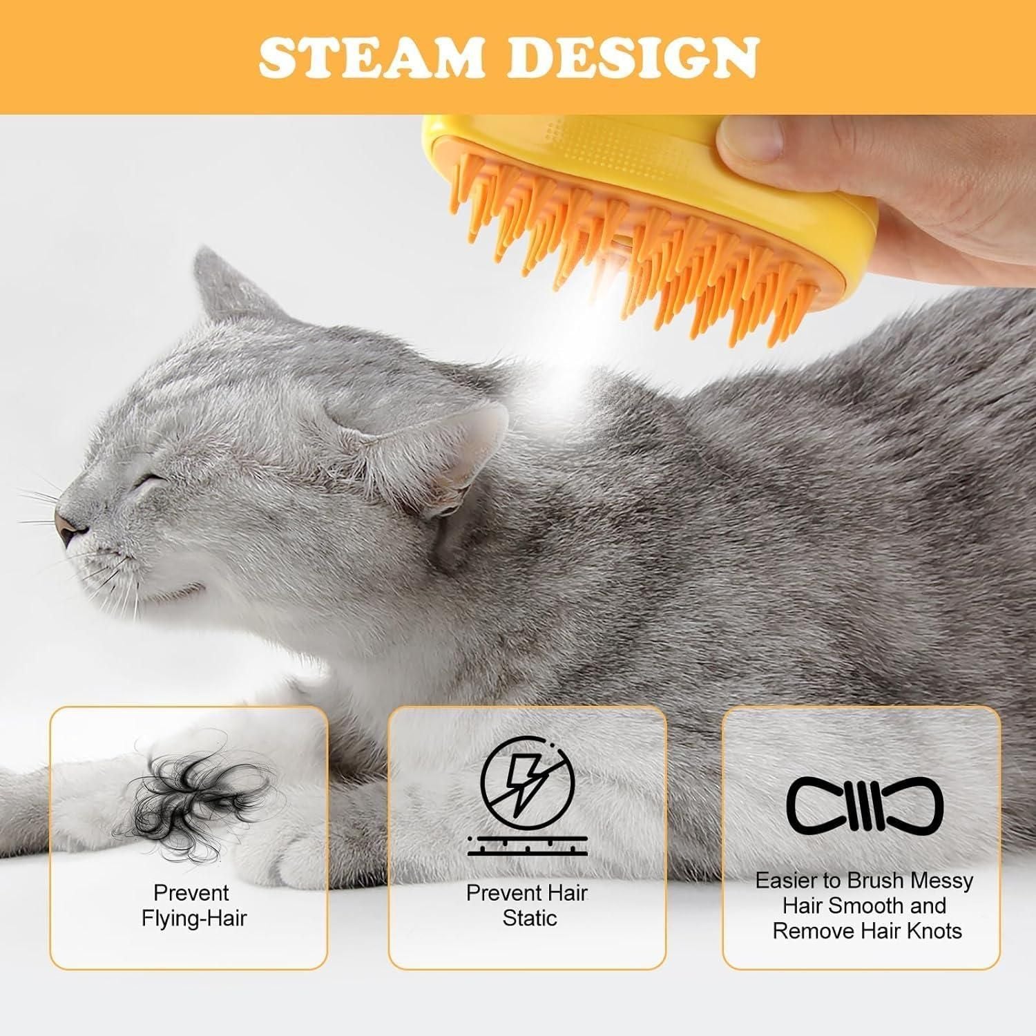 3 In1 Steamy Pet  Brush