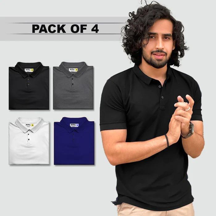 Matte  Solid Half Sleeves Mens Polo T-Shirt (BUY 2 GET 2)