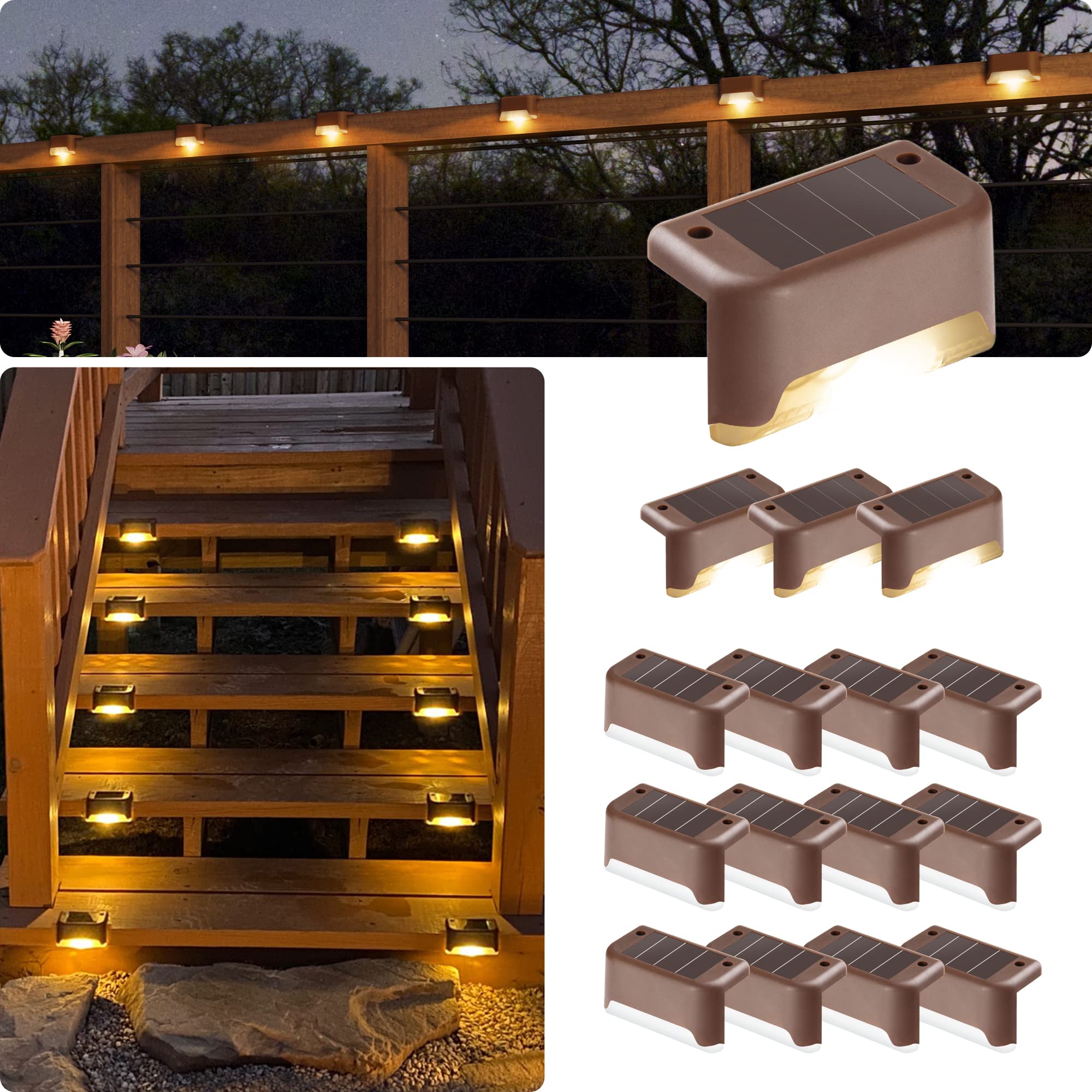 Solar Stair Lights : Auto Light Up In The Dark