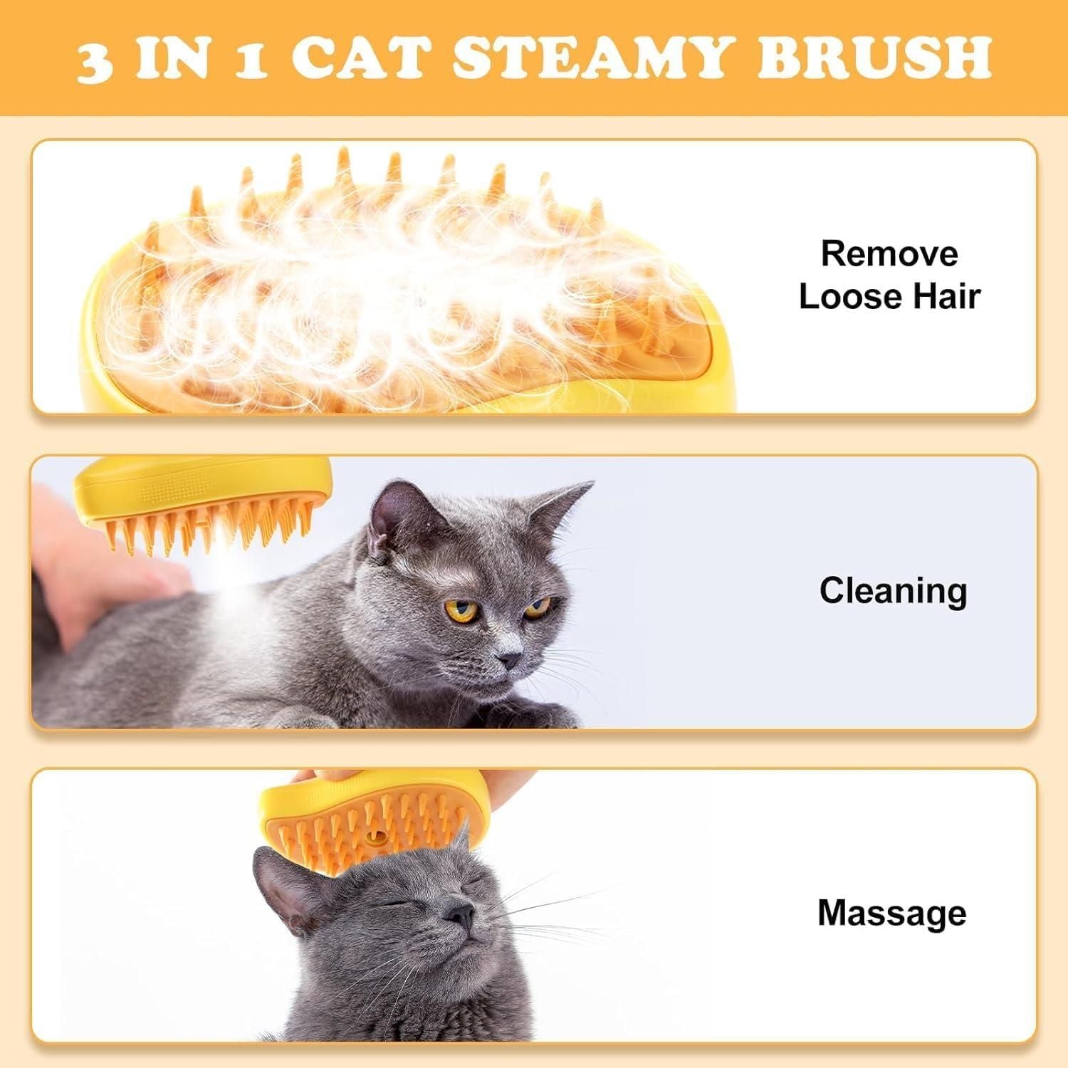 3 In1 Steamy Pet  Brush