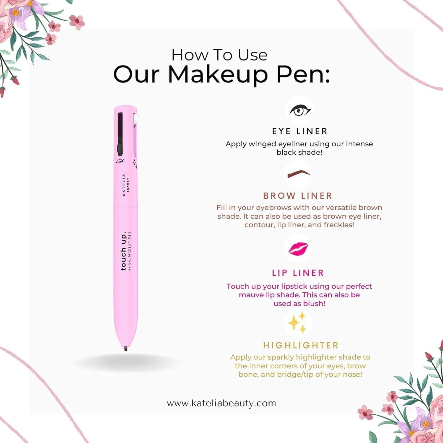 Touch Up 4-in-1 Makeup Pen (Eye Liner, Brow Liner, Lip Liner, & Highlighter)